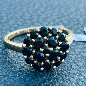 Stunning natural onyx 14K gold over Sterling silver 925 ring size 9